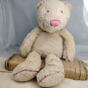 Adorable Jellycat Piper Bear Retired Cream Teddy Bear with Pink Accents